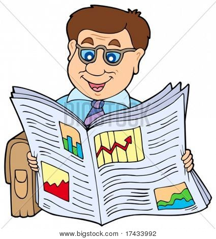 Uomo d'affari lettura giornale - illustrazione vettoriale.