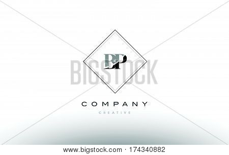 Bp B P  Retro Vintage Black White Alphabet Letter Logo