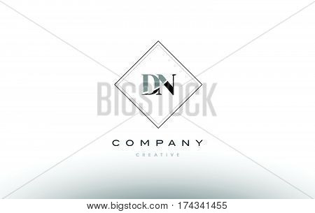 Dn D N  Retro Vintage Black White Alphabet Letter Logo