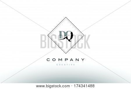 Dq D Q  Retro Vintage Black White Alphabet Letter Logo