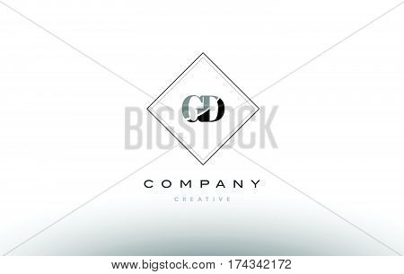 Gd G D  Retro Vintage Black White Alphabet Letter Logo