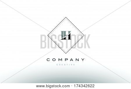 Ih I H  Retro Vintage Black White Alphabet Letter Logo