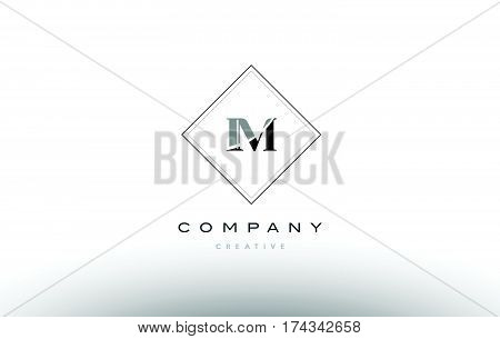 Im I M  Retro Vintage Black White Alphabet Letter Logo