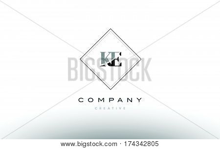Ke K E  Retro Vintage Black White Alphabet Letter Logo