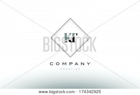 Kt K T  Retro Vintage Black White Alphabet Letter Logo