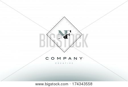 Nf N F  Retro Vintage Black White Alphabet Letter Logo