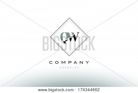 Qw Q W  Retro Vintage Black White Alphabet Letter Logo