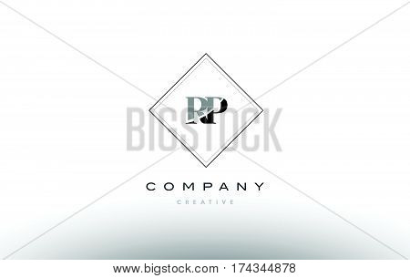 Rp R P  Retro Vintage Black White Alphabet Letter Logo
