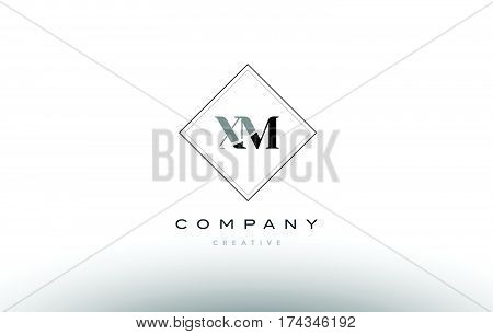 Xm X M  Retro Vintage Black White Alphabet Letter Logo