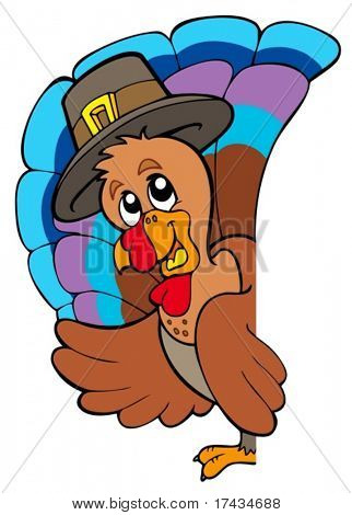Lauernde Thanksgiving-Truthahn - Vektor-Illustration.