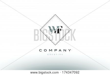 Wf W F  Retro Vintage Black White Alphabet Letter Logo