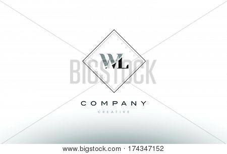 Wl W L  Retro Vintage Black White Alphabet Letter Logo