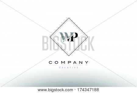 Wp W P  Retro Vintage Black White Alphabet Letter Logo