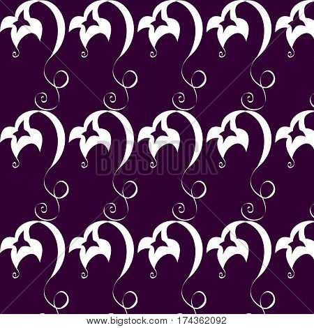 White painted figures on a purple background