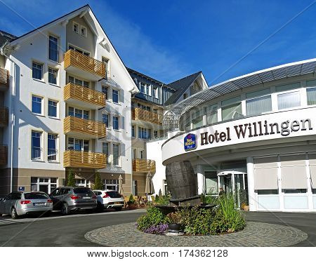 Willingen, Germany - October 12, 2015: Entrance of the hotel Best Western Plus Willingen (Germany).