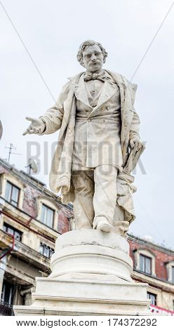 Bucharest, Romania - May 25, 2014: The Marble Statue Of Ion Heliade R?dulescu Build By Ettore Ferrar
