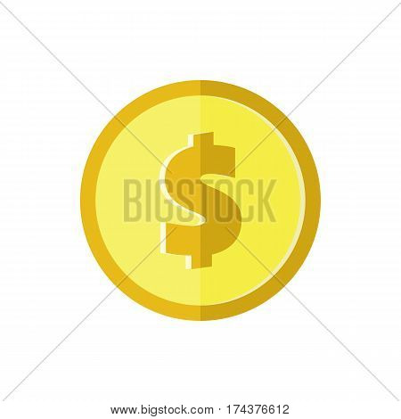 Us Dollar Banknotes Stack And Heap Of Golden Coins. Flat Vector Icon. American Currency Symbol. Usa 