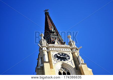 The important historic cathedral in the center of the provincial capital of Vojvodina, Novi Sad, Serbia