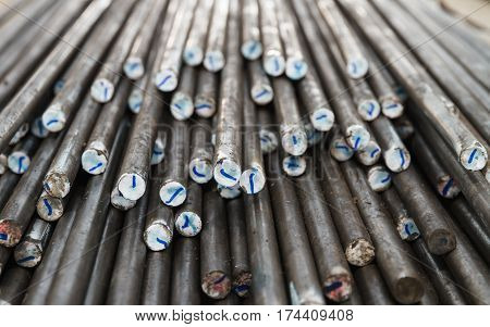 Steel Rods & bar in steel manufacturing factory.