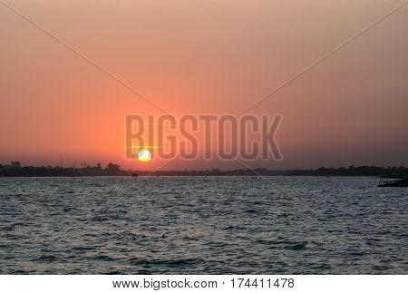 Riverscape At The Sunset In Vietnam