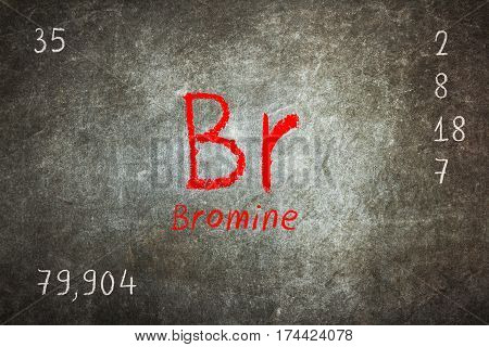Isolated Blackboard With Periodic Table, Bromine