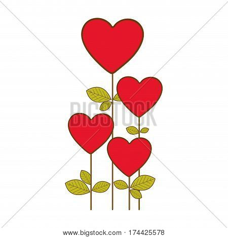 red heart balloons trees icon, vector illustraction design
