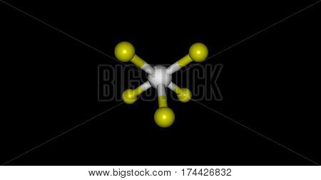Chlorine pentafluoride is an interhalogen compound with formula ClF5. This colourless gas is a strong oxidant. The molecule adopts a square pyramidal structure. 3d illustration