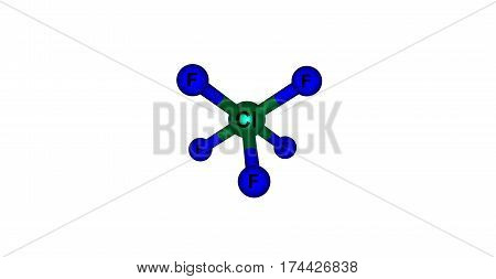 Chlorine pentafluoride is an interhalogen compound with formula ClF5. This colourless gas is a strong oxidant. The molecule adopts a square pyramidal structure. 3d illustration