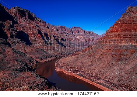 Red Ciffs-The Grand Canyon cliffs with Colorado river