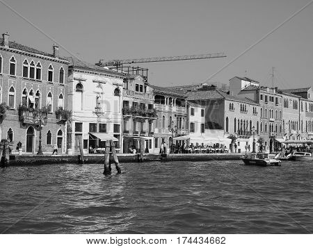 Giudecca Canal In Venice In Black And White