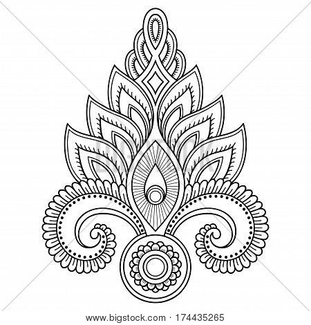 Henna tattoo flower template in Indian style. Ethnic floral paisley - Lotus. Mehndi style. Ornamental pattern in the oriental style.