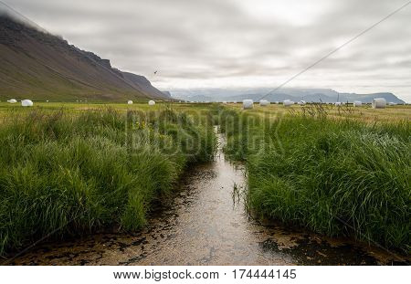 Scenic and tranquil landscape in Iceland during summer time