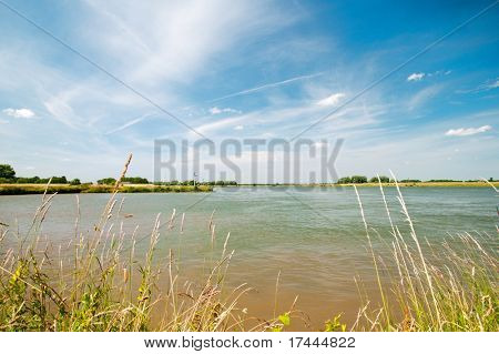 Landscape with river the Lek in Holland