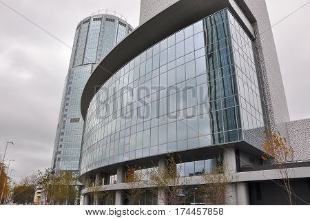 Yekaterinburg city center skyline and Iset river. Ekaterinburg is the fourth largest city in Russia and the centre of Sverdlovsk Oblast.