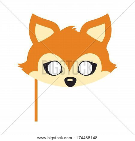 Fox animal carnival mask vector illustration in flat style. Red fox with triangular ears. Funny childish masquerade mask isolated on white. New Year masque for festivals, holiday dress code for kids