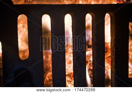 The fire from the burning bales of soya, photographed stove in a small village near Novi Sad, Serbia
