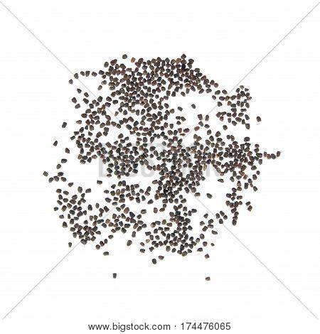 Seeds of snapdragon (Antirrhinum majus) isolated on white background