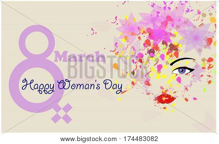 March 8 themed illustration with the image of a woman