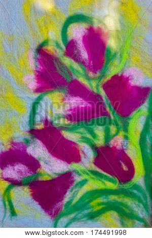 felting wool - contemporary art - handmade. Picture. Picture - bouquet of flowers