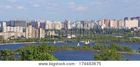 Regatta on the Dnipro and the left bank of Kyiv, Ukraine