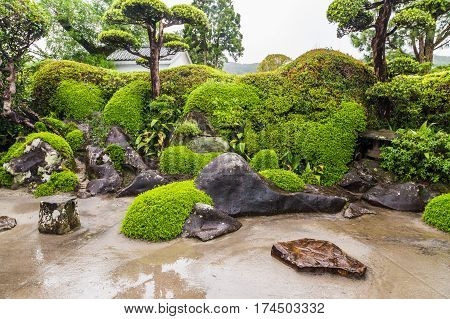 Beautiful Japanese garden in Chiran Samurai district in Kagoshima Japan