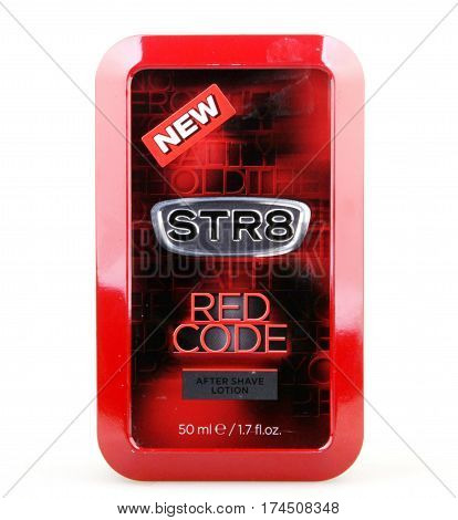 Aytos Bulgaria - March 04 2017: Red Code After Shave Str8. Sarantis Group One Of The Leading Consume