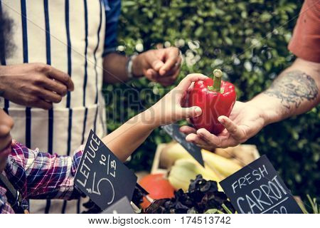 People Buying Vegetable From Shop at Market