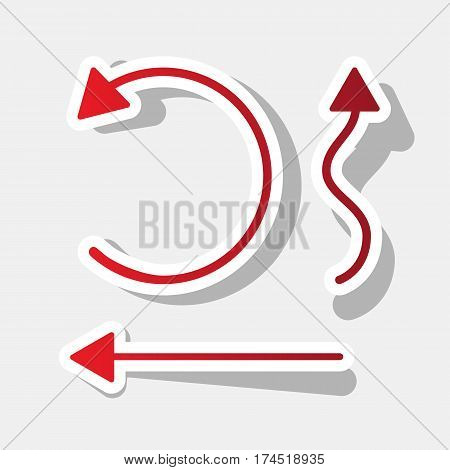 Simple set to Interface Arrows Vector. New year reddish icon with outside stroke and gray shadow on light gray background.