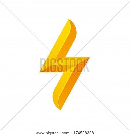 Lightning bolt symbol for logo or icon. Stylized geometric vector illustration isolated on white background.