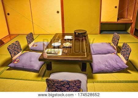NIKKO, JAPAN - SEPTEMBER 06, 2012: Typical interior of traditional Japanese hotel