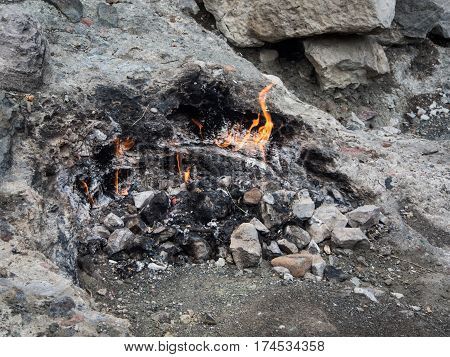 Chimaera eternal flame at Olympos mountain Turkey