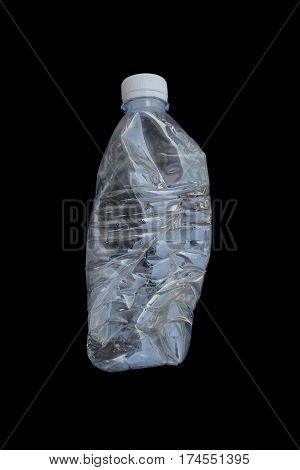 Waster plastic bottles on black background , recycle
