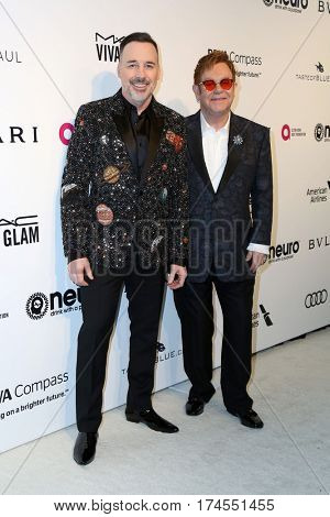 LOS ANGELES - FEB 26:  David Furnish, Elton John at the 25the Annual Elton John Academy Awards Viewing Party at the  City of West Hollywood Park on February 26, 2017 in West Hollywood, CA