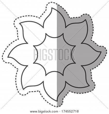 sticker monochrome contour with petals forming flower icon with half shadow vector illustration